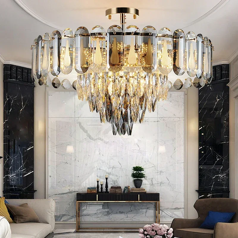 

Crystal Luxury Ceiling Chandeliers 2023 New Modern LED Lustres Hanging Lamps for Ceiling Home Decoration Lights for Living Room