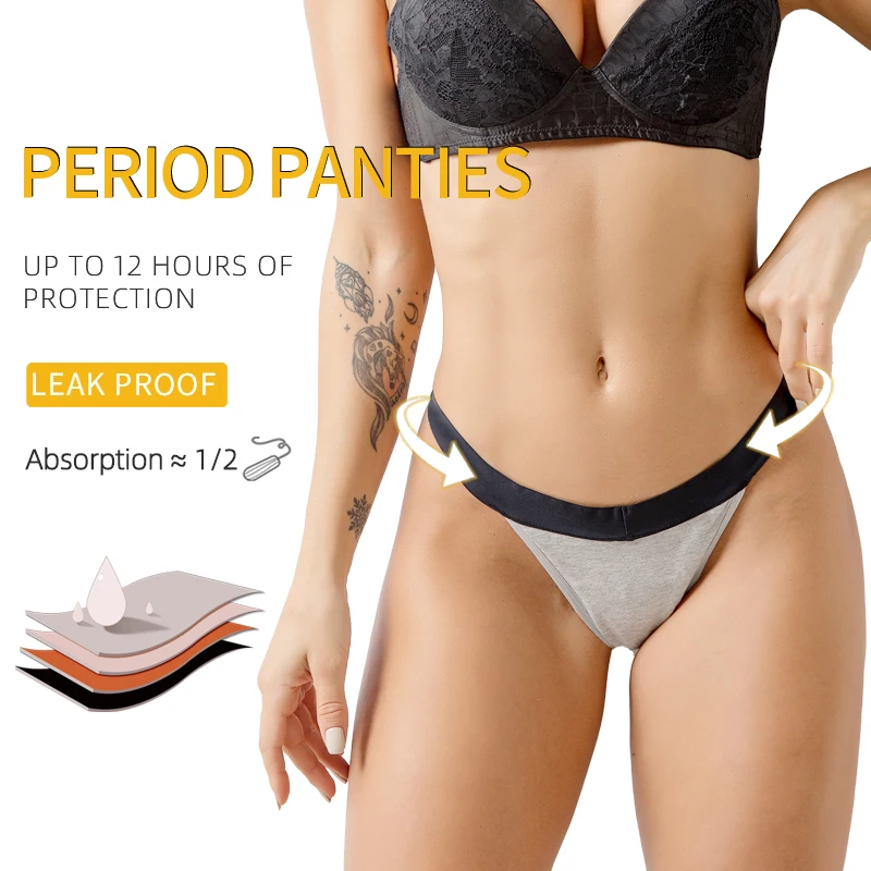 1Pc Women's Menstrual Panties Sports T-back G-string Thongs Sexy Seamless Soft Leakproof Physiological Underwear Period Panties