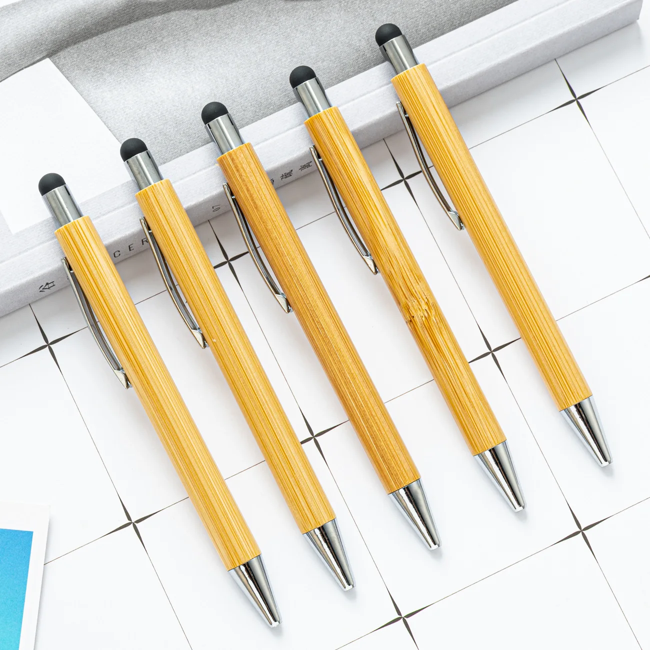 

1 Pcs Press Bamboo Gift Ballpoint Pens Creative Stationery Bamboo Brush Touch Screen Wholesale