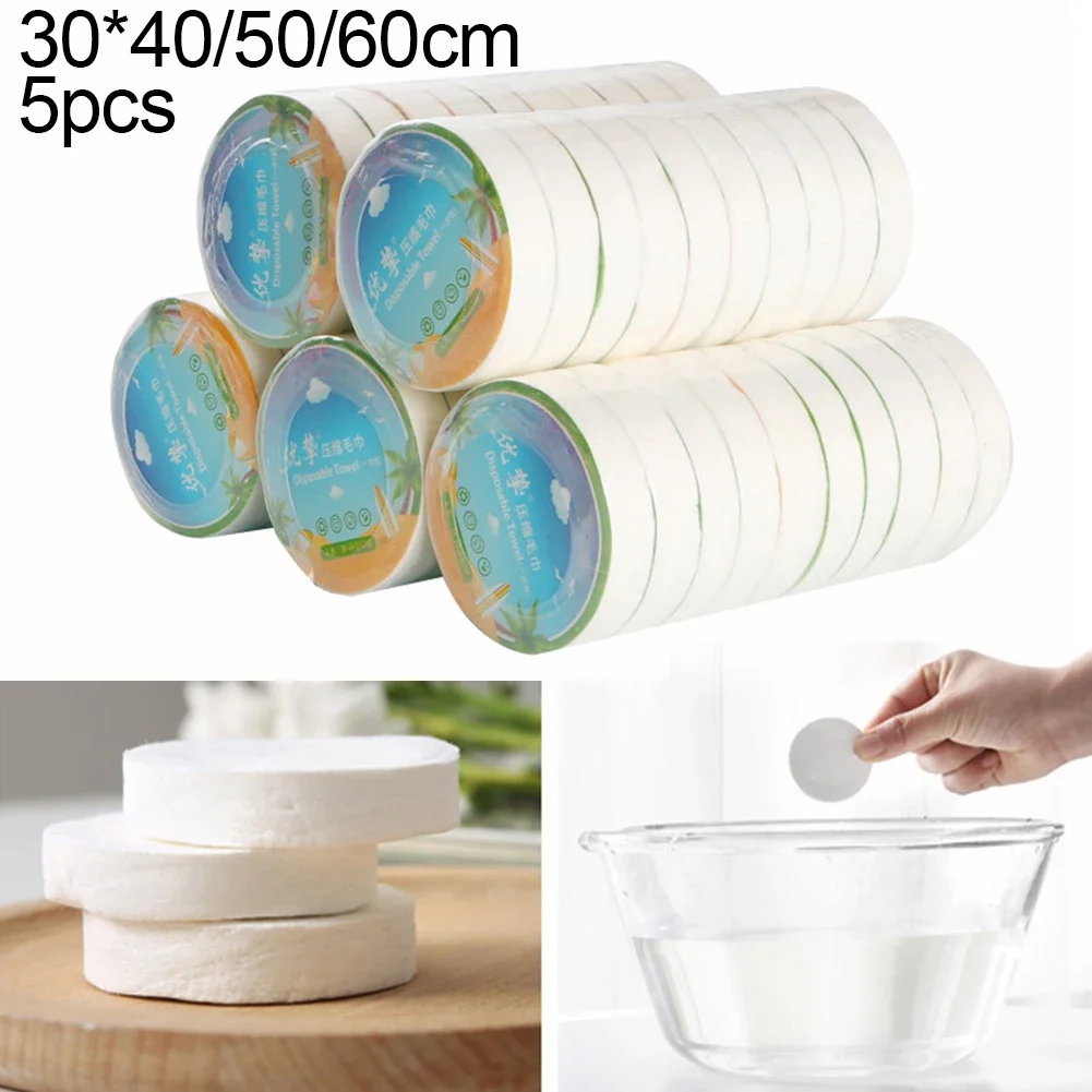 5Pcs 40/50/60cm Towels Disposable Compressed Towel Bath Towel Faces Cleansing Portable For Traveling Camping Hiking