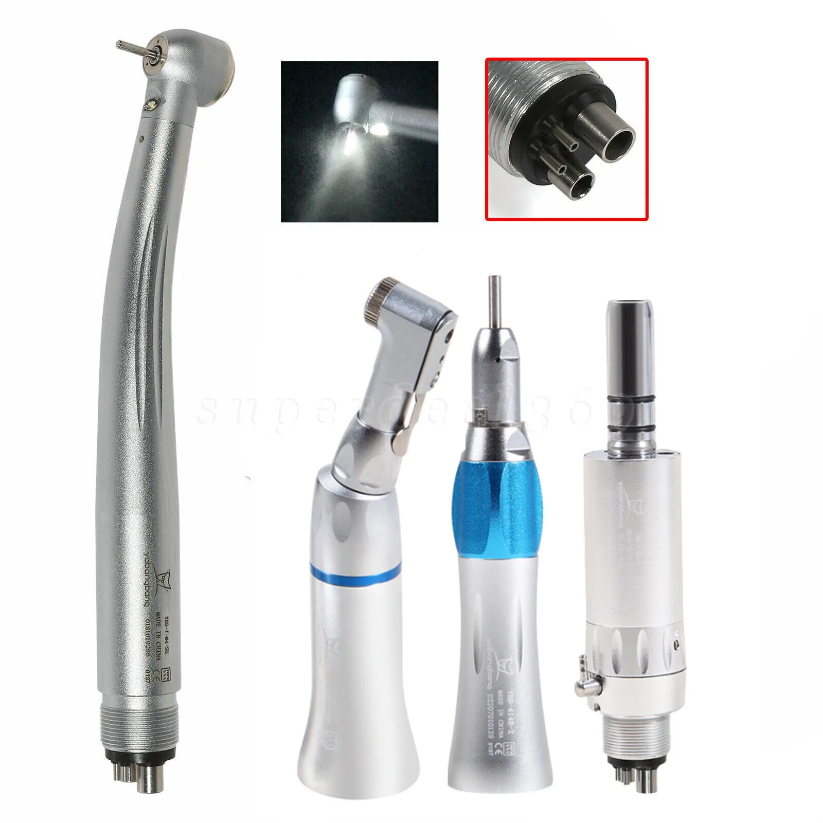 

NSK Style Dental Fiber Optic LED E-generator High/Low Speed Straight Contra Angle Handpiece Air Motor 2/4Hole E-type