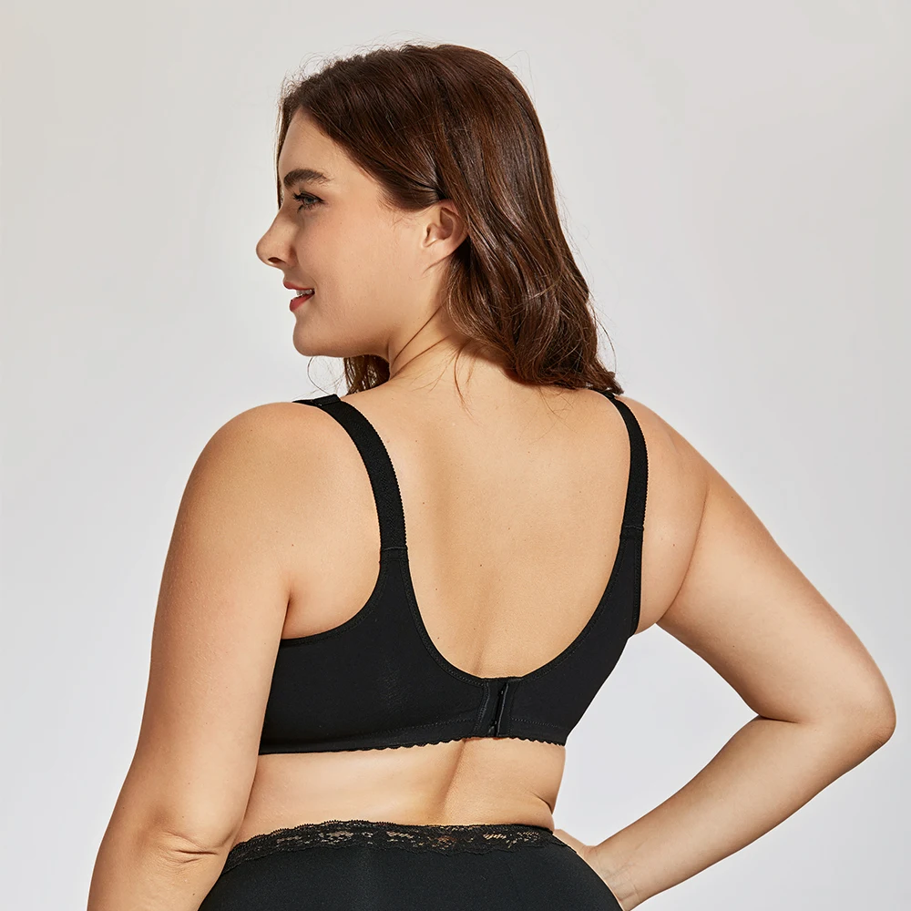 Gratlin Plus Size Breastfeeding Nursing Bra Women's Cotton Wirefree Soft Maternity With Lace Trim