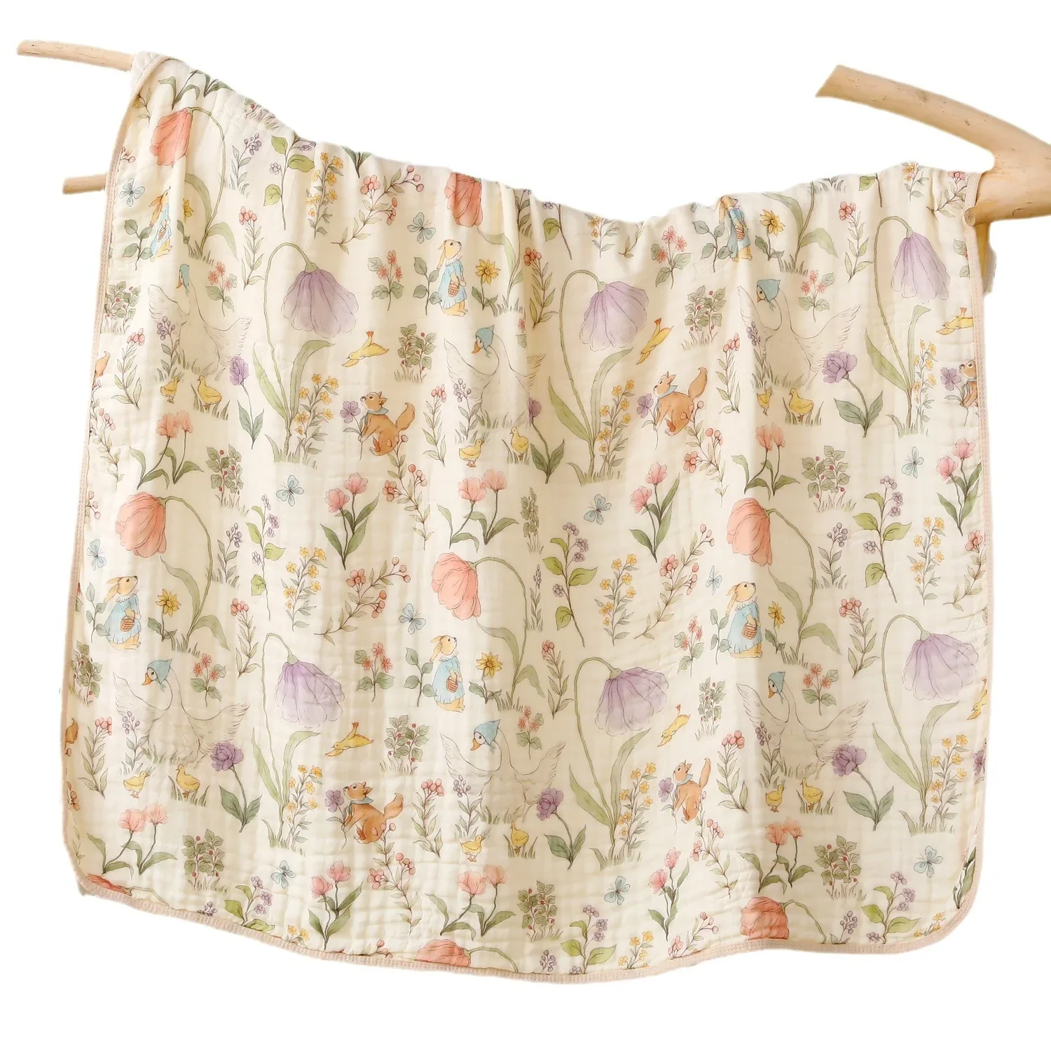 Double Crepe Baby Blankets Newborn Muslin Cotton Gauze Quilt Print Swaddle Blanket Kids Bedding Stroller Cover 5
