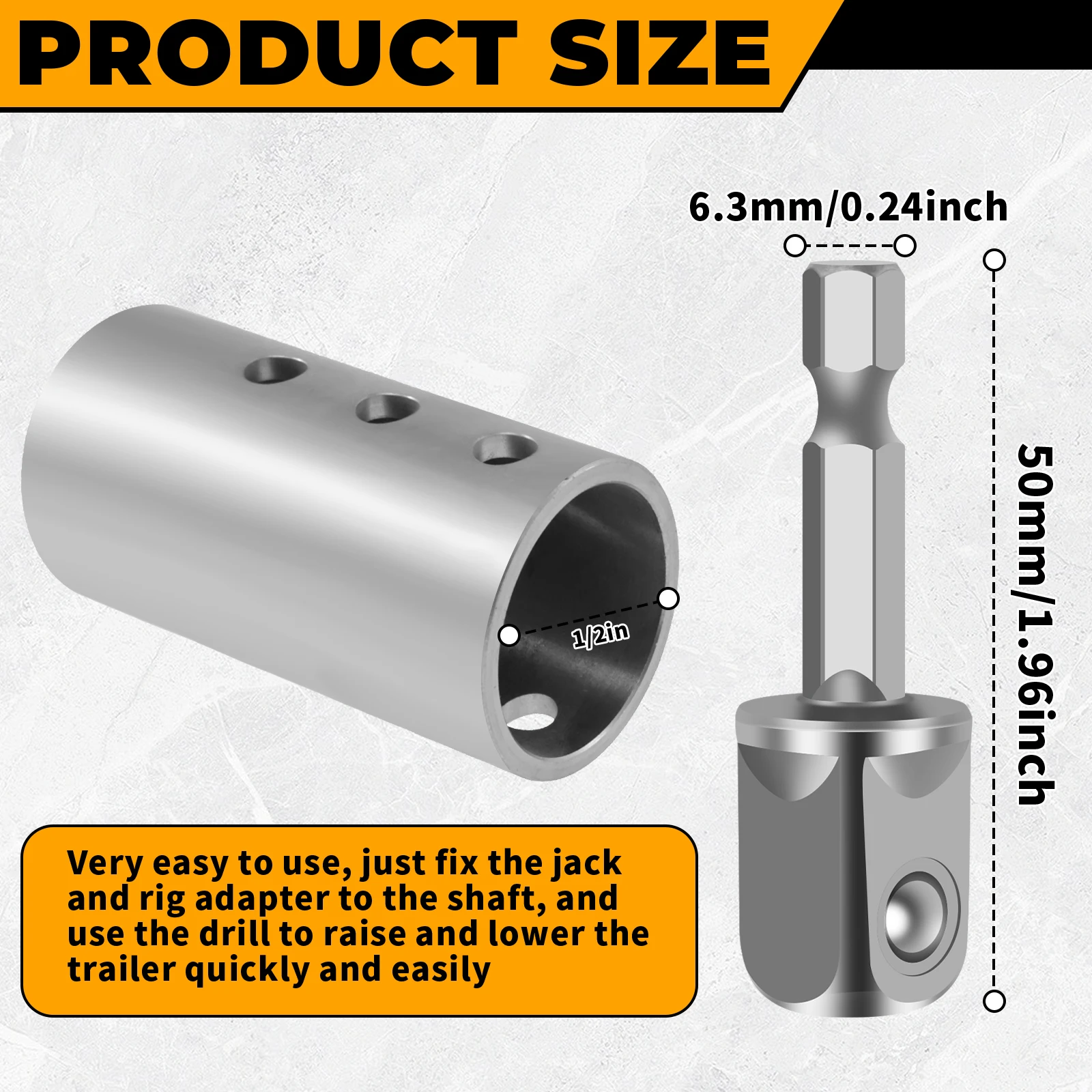 Trailer Jack Drill Adapter Trailer Jack Crank Handle Cordless Drill Adapter Convenient Fast Suitable for 1 inch Drive Axle