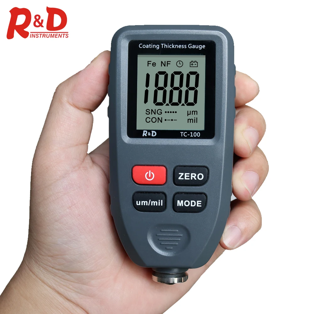 R & D Tc100 Misuratore Di Spessore Dell'Automobile Tester Di Vernice Per Auto Misuratore Di Spessore Russia Manuale Ultra-Preciso 0.1Micron/0-1300 Fe 