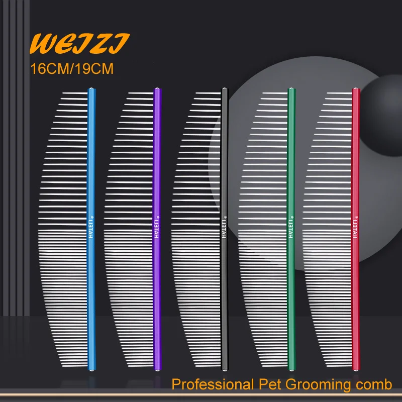 

Weizi Pet Grooming Comb Professional Sparse&Dense Double Teeth Crescent Comb Dog Comb Pet Accessories Cat Hair Open Knots Tool