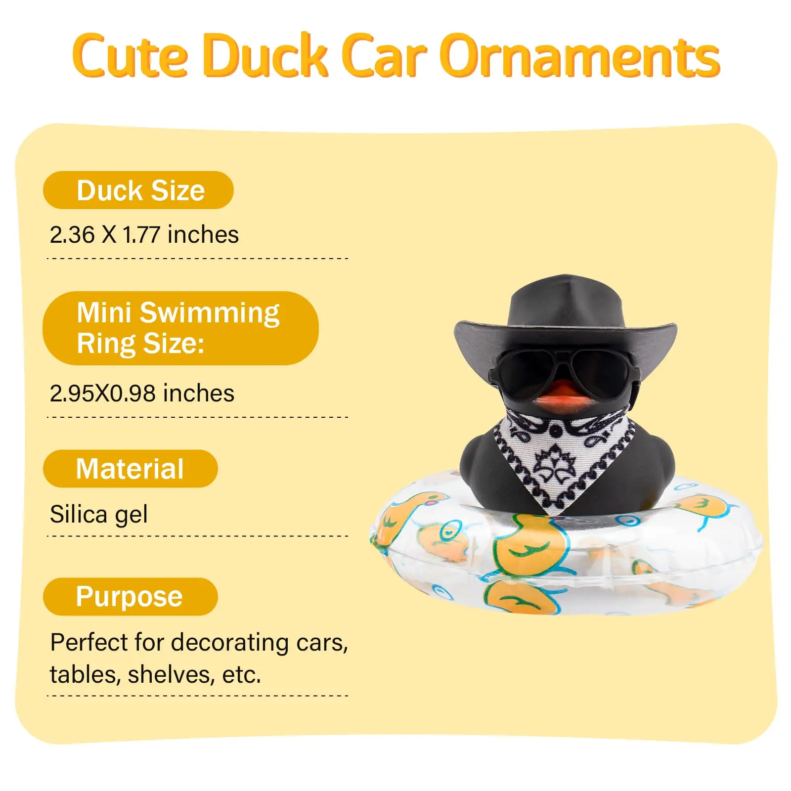 Car Duck Rubber Duck Car Ornaments Duck Car Dashboard Decorations 2