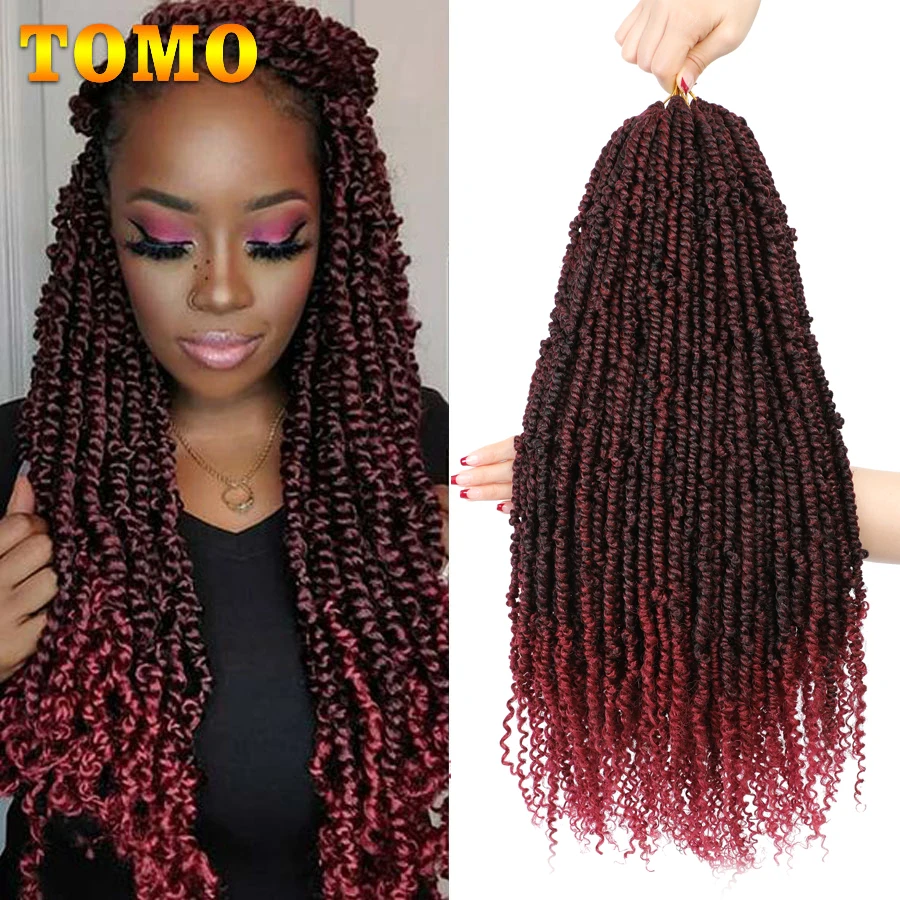 

TOMO Pre-twisted Passion Twist Crochet Hair 14 24 Inch Ombre Bomb Twists Synthetic Crochet Braids Curly Bohemian Braiding Hair