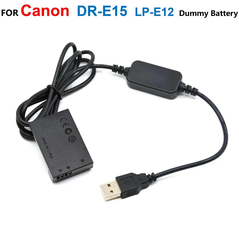 Dr-E15 Lp-E12 Adattatore Per Batteria Falsa + Ack-E15 Caricabatterie Per Banca Di Alimentazione Cavo Usb Per Canon Eos-100D Kiss X7 Eos 100D Rebel Sl1