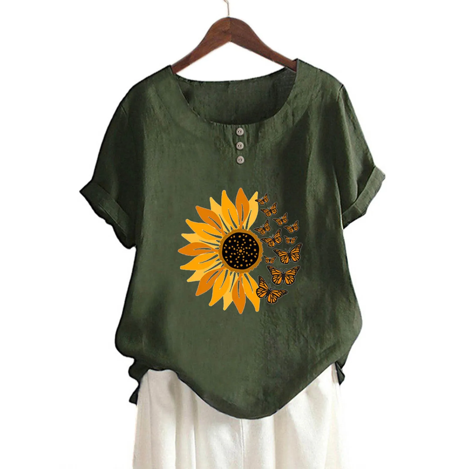 

Женская короткая бабочка с цветочным принтом и пуговицами