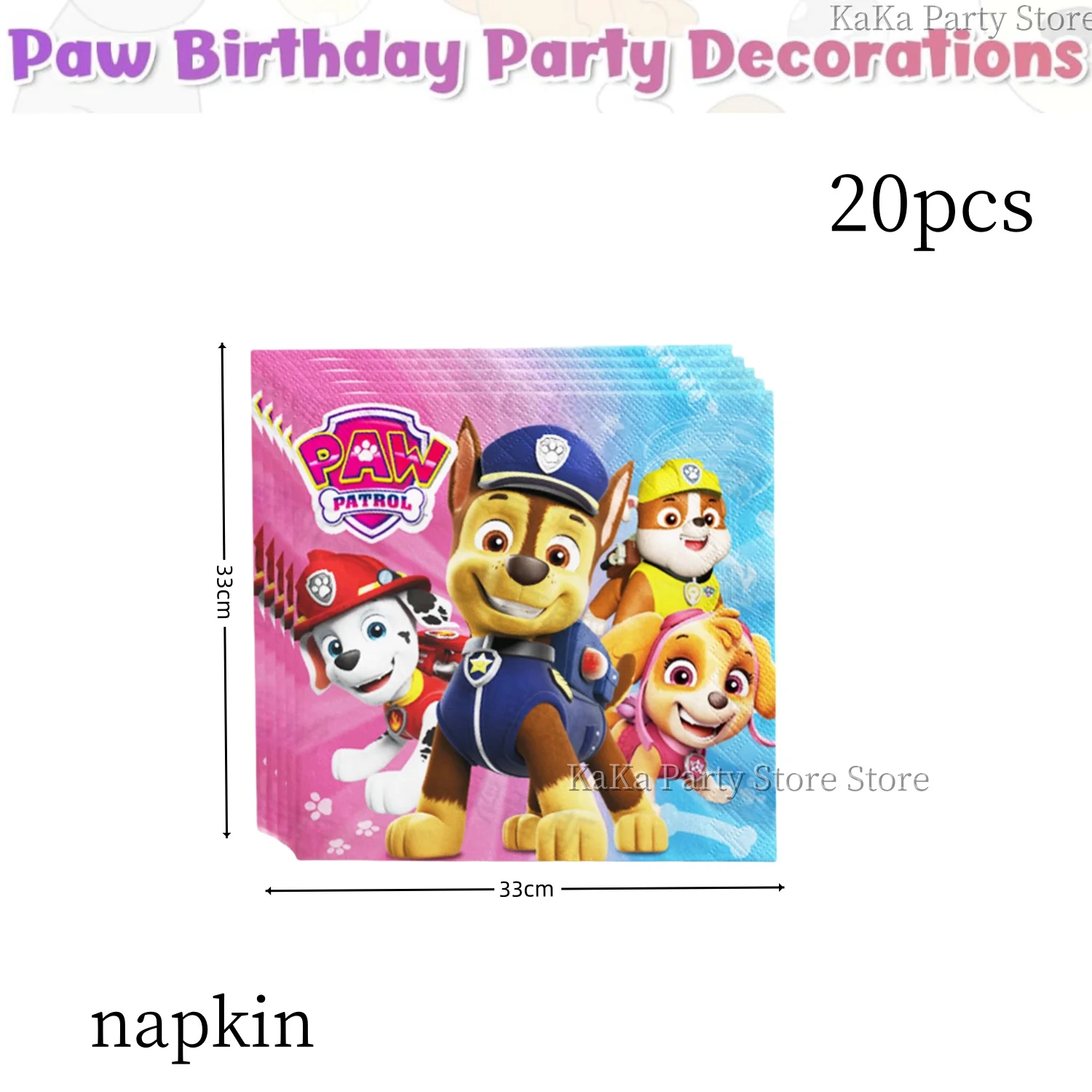 Paw Patrol Geburtstagsparty-Dekoration, Hund Skye, Einweggeschirr, Tischdecke, Tassen, Teller, Servietten, Geschenk, Paw Patrol Party-Accessoires und -Artikel – Detail 11