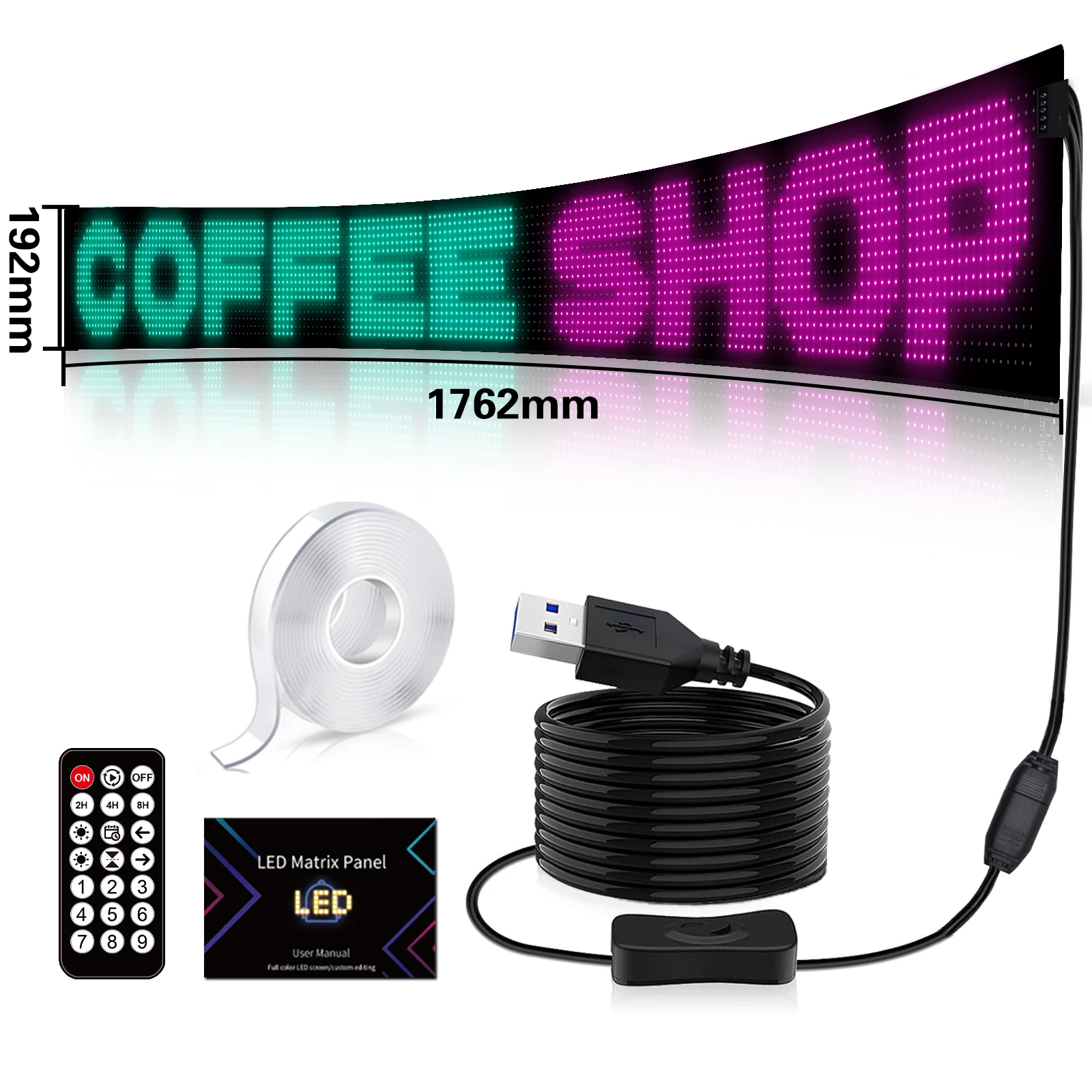 Schermo a matrice LED: testo e animazione a scorrimento modificabili tramite APP, pannello autoadesivo flessibile per decalcomanie cruscotto auto/camion