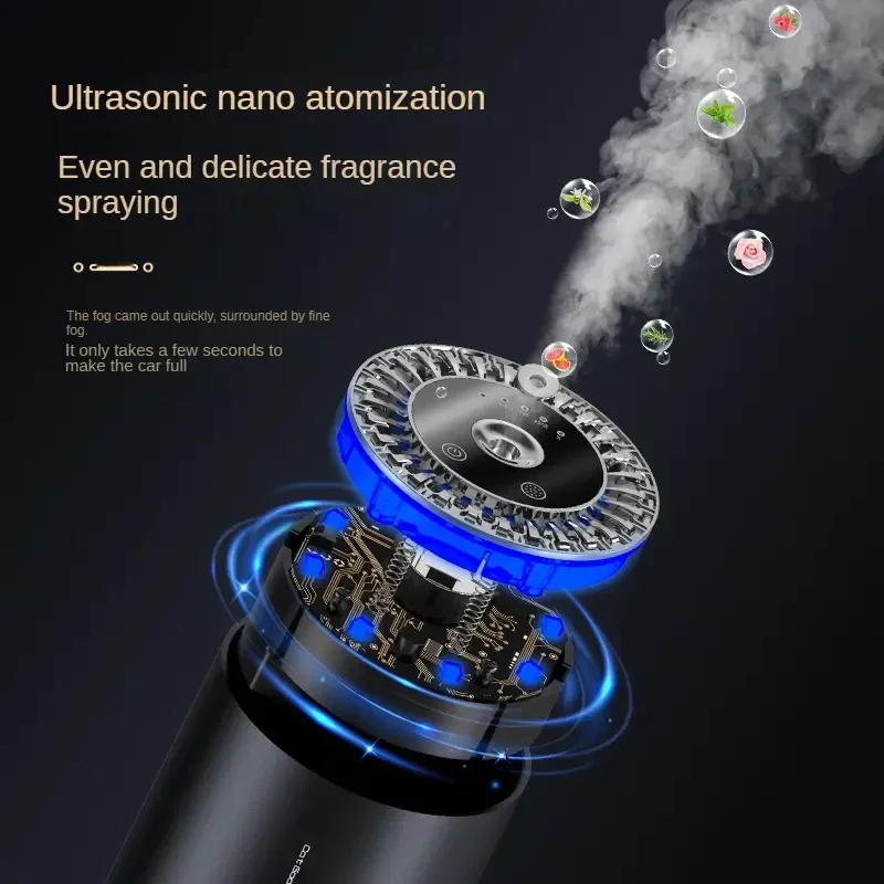 Portable Car Diffuser Humidifier Mist Fragrance Colorful Light Smart Essential Oil Diffusers Nebulizer Car Aroma Diffuser 2