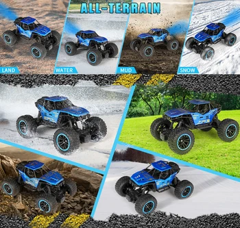 Remote Control Cars, 1:18 Scale All Terrain RC Car, RC Monster Truck Toys with Spray LED Lights, 4WD Alloy Climbing Car Toys 5