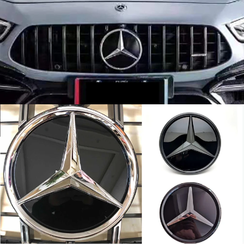 Car Emblem Grill Badge 3D Mirror Front Mercedes W205 Emblem W212 W213 W204 ML W166 CLA C117 A W176 W177 C W204 E GLK X204 GLA GLC GLE B