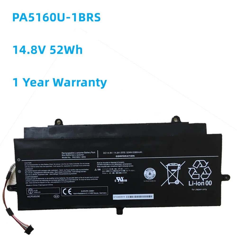 

New PA5160U-1BRS 14.8V 52wh Laptop Battery For Toshiba KIRAbook13 KIRA-101 KIRA-10D AT01S PV83TSP-NWA PVB83RS-KHA G71C000GB310