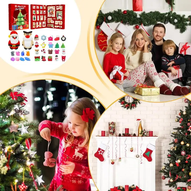 Christmas Advent Calendars Anti Stress Squeeze Toys 2024 Christmas Countdown Calendar Collectible Figurines Kids Xmas Gift Box
