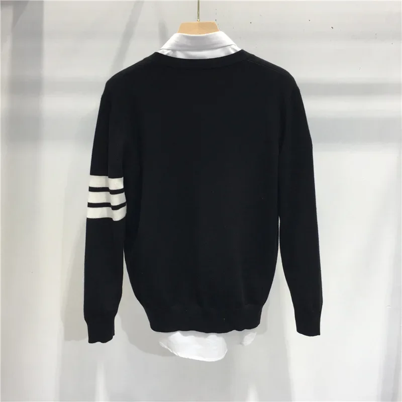 NewTB 영국 프레피 스타일 니트 울 가디건, 탑 스웨터, 오토바이 라이더 조끼, 트렌디한 가을 겨울, BWEAA3C06