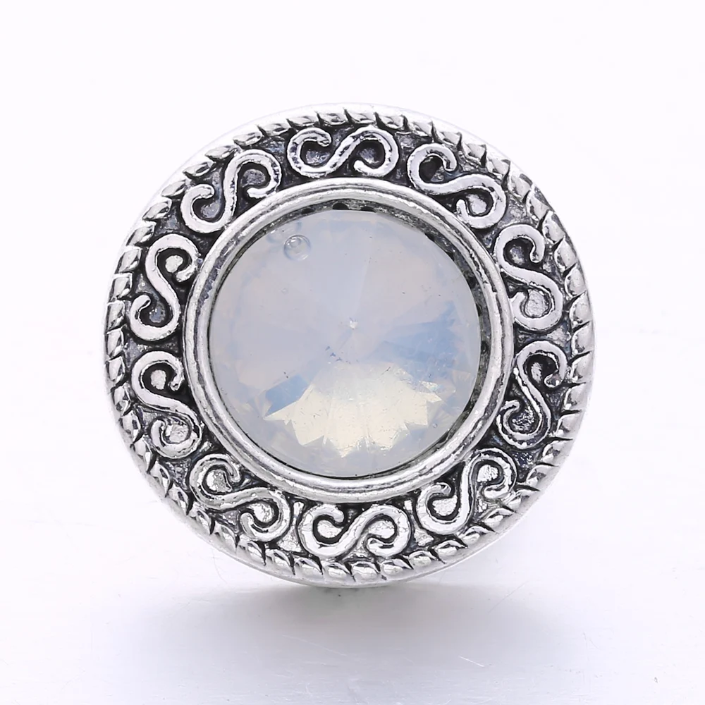 20pcs Crystal Round 18mm Metal Snap Buttons For Snap Button Bracelet Bangle Necklace Jewelry