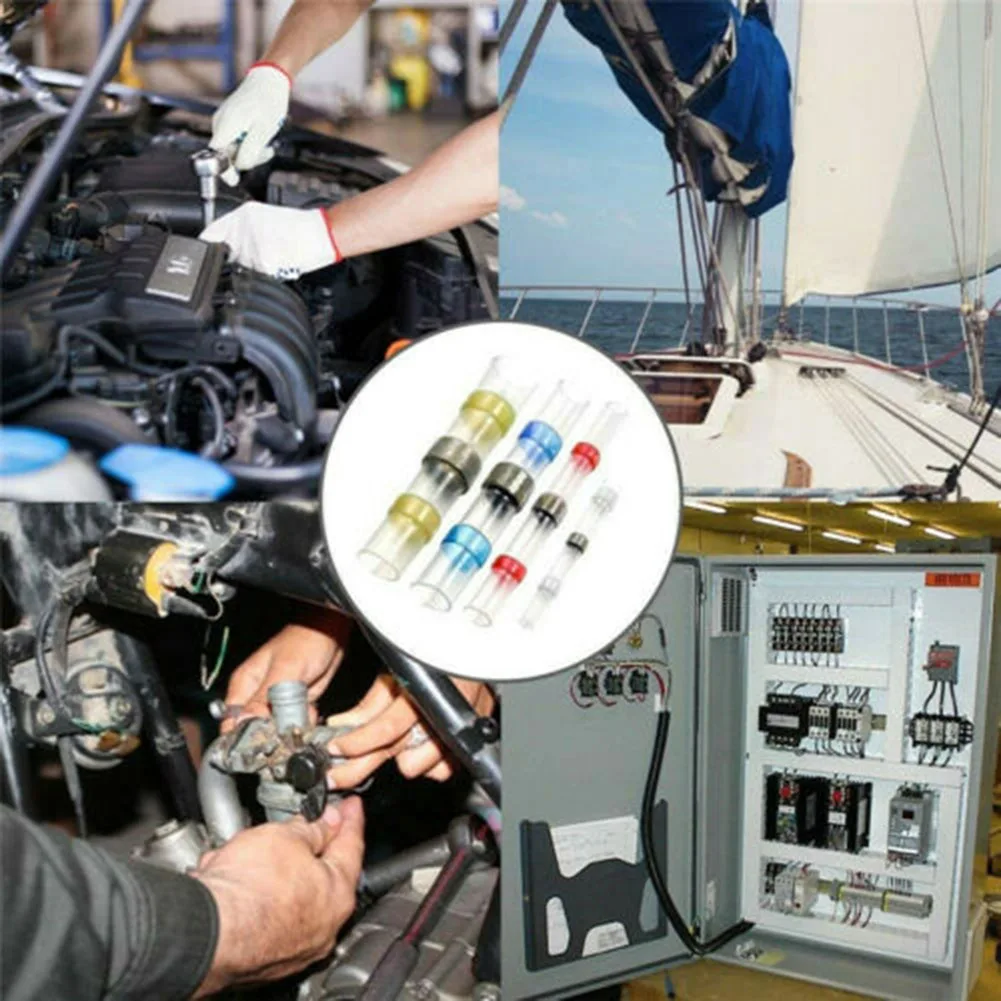 100PCS Waterproof Solder Seal Heat Shrink Butt Wire Connectors Terminals Electrical Copper Welding Sleeve Sealed Sleeve With Box