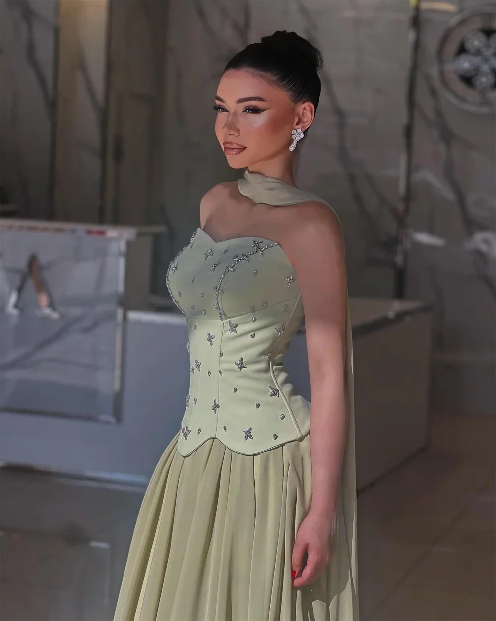 Contessa Dubai Customized Evening dresses A-line prom party dress 2025 Luxury Strapless Floor-length فساتين سهرة 3