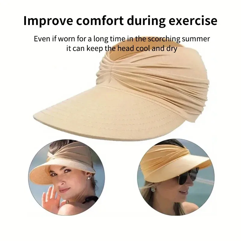 Sun Hats Elastic Hollow Top For Outdoor Sun Protection Large Brim UV Foldable