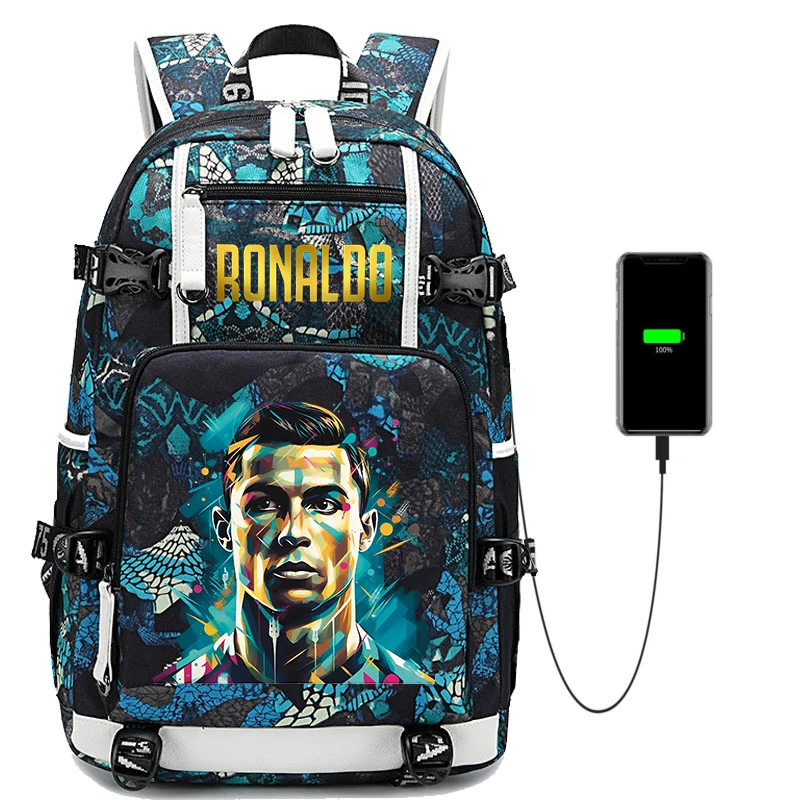 

Ronaldo printed children's backpack campus student school bag youth bag outdoor travel bag universal for boys and girls