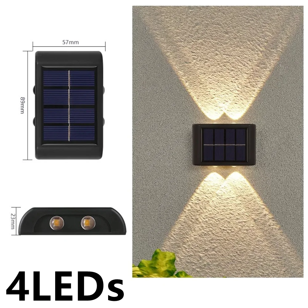 Description Picture 3 of itemSolar Wall Lamp Outdoor 4/10/16LEDs Warm Light Waterproof Up And Down Luminous Lighting Balcony Yard Garden Decoration Lights