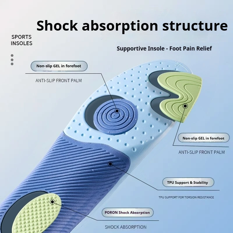 1 쌍 남녀 공용 스포츠 신발용 깔창 부드러운 통기성 충격 흡수 쿠션 남성과 여성을 위한 러닝 솔 깔창 발 관리
