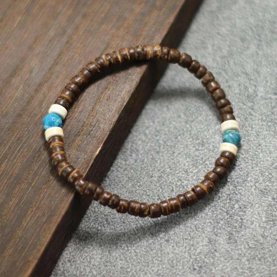 Coconut Wood Beaded Bracelet for Men and Women
