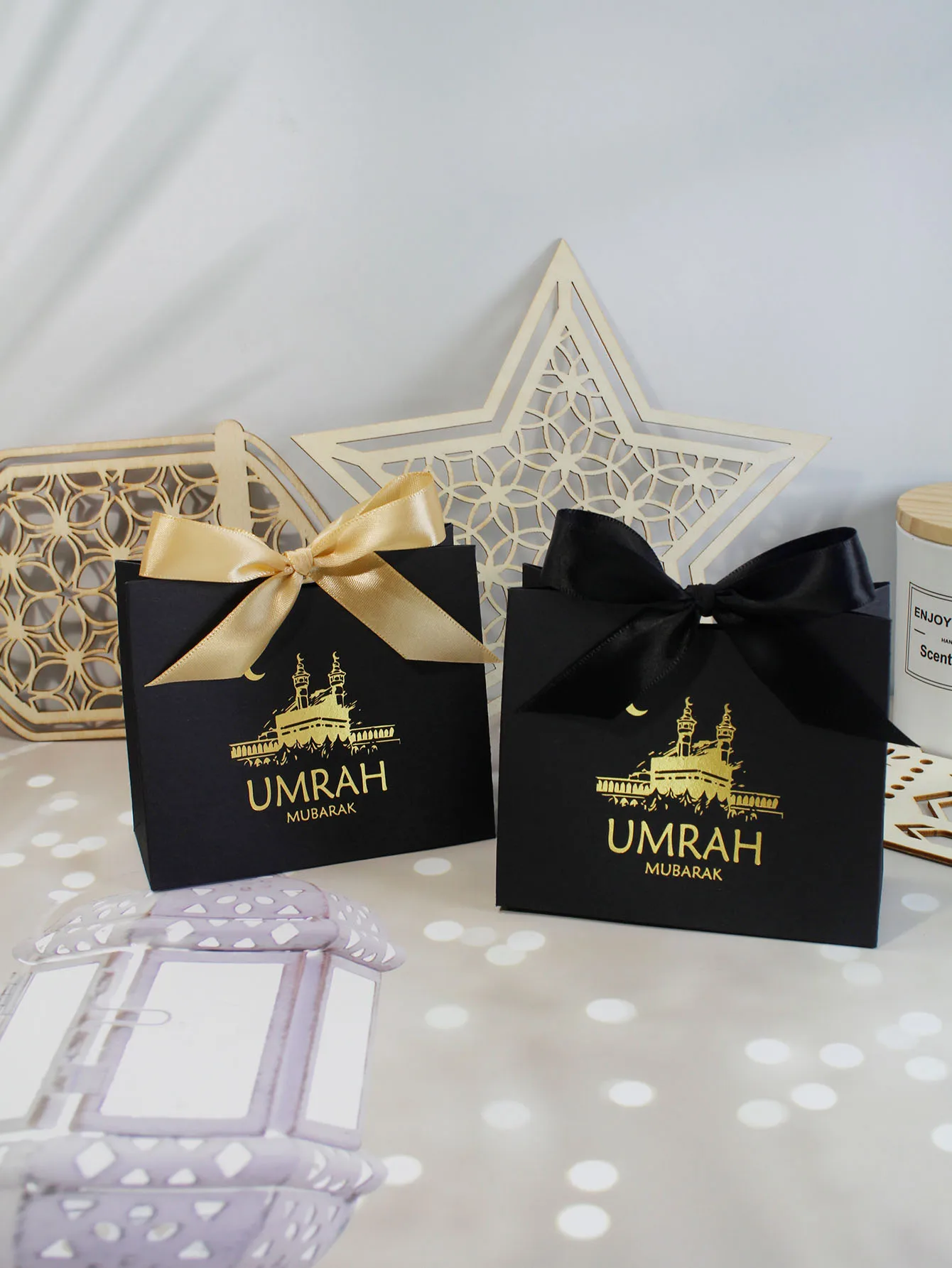 Eid Mubarak Süßigkeiten-Geschenkbox, Eid, schwarz-weiße Verpackung, Ramadan-Dekoration, 2024, Islam, Muslime, festliches Partyzubehör ﻿