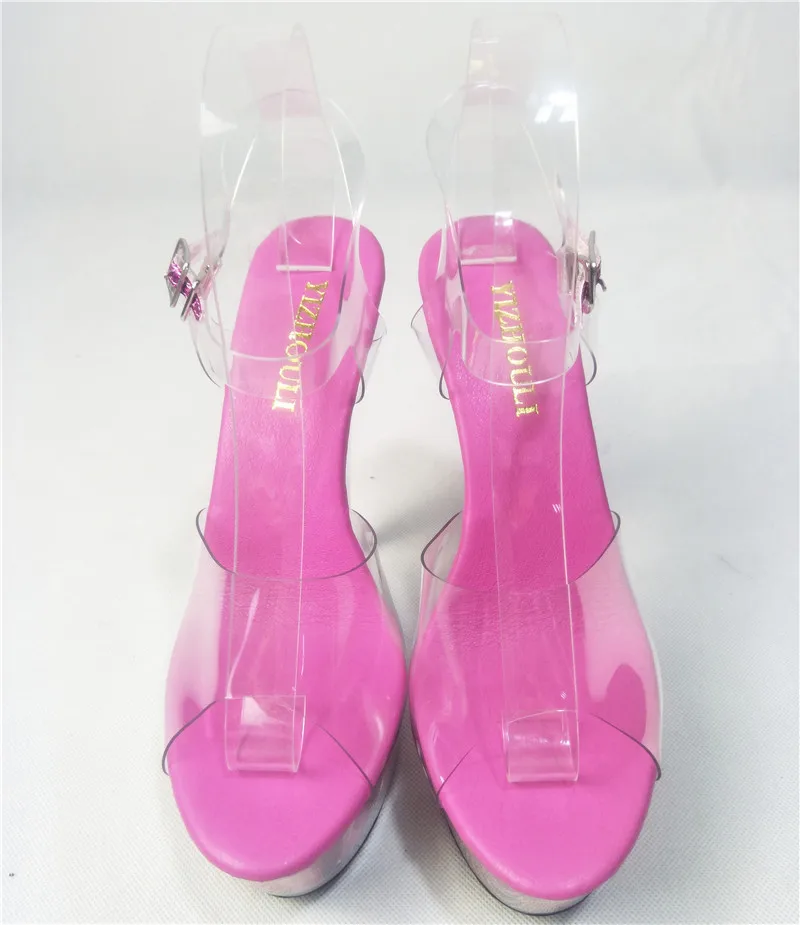 Summer weddings, new fashion sexy heels and pink rose decorative platform women's shoes, with a 15CM high heel dance shoes