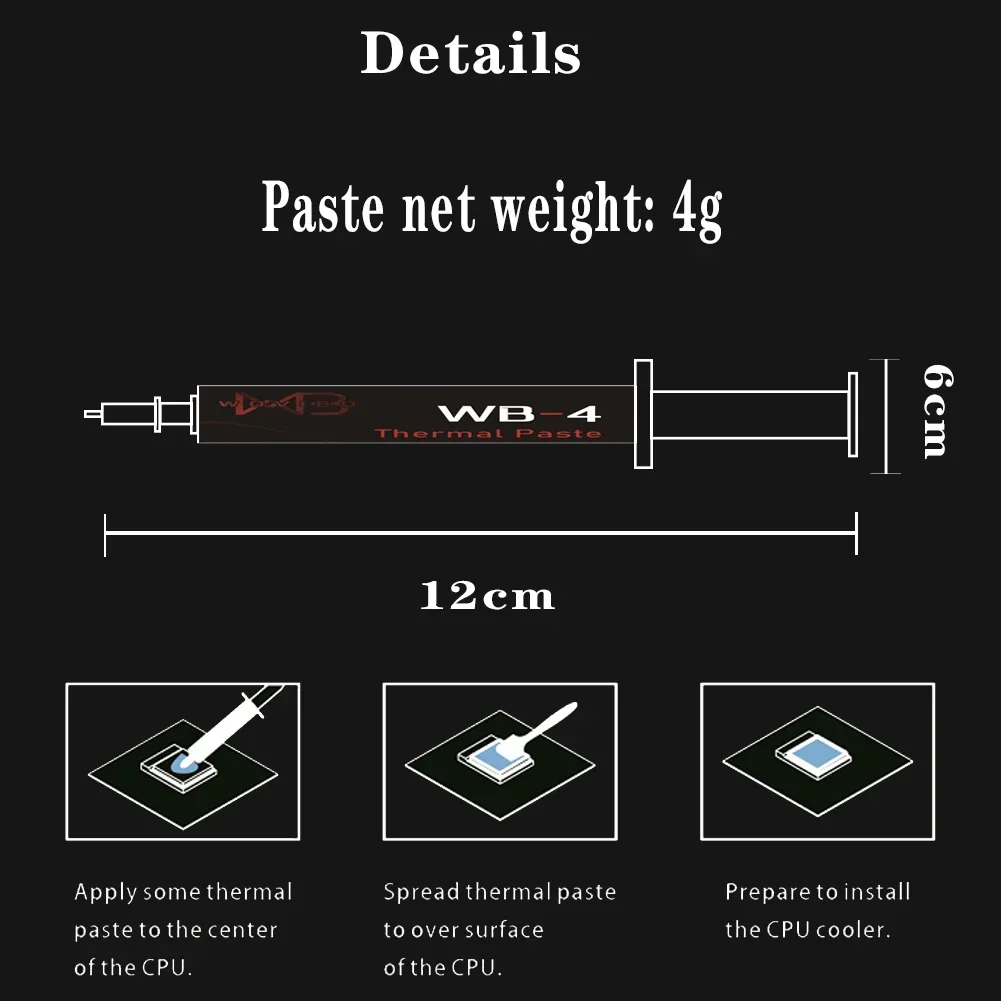 Wovibo Pasta Térmica Wb4 wb 4g 17 w M-k para Cpu Gpu Impressora Dissipador de Calor Refrigerador de Refrigeração Térmica Graxa Pasta Composto Silicone - Imagem 5
