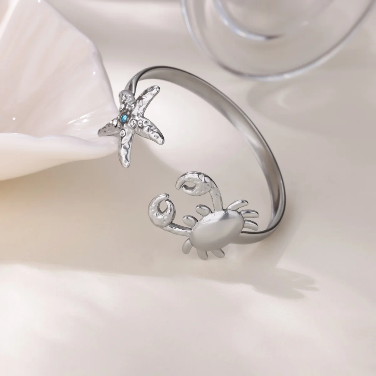 Cubic Zirconia Starfish Cuff Bracelets for Women