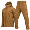 Men's Outdoor Sports Jacket Pants Sets Men Fleece Warm Waterproof Cargo Work Coat Trousers Set Men's Hiking Clothes 5