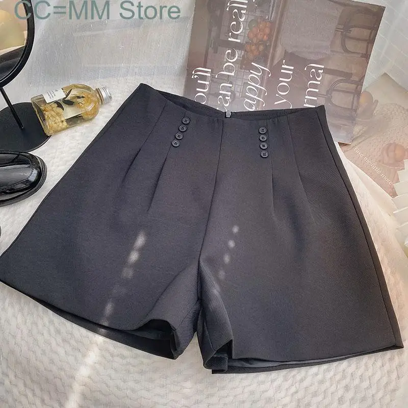 New Solid Wide Leg Shorts for Women High Waisted Korean Fashion Chic Shorts Summer Office Ladies Elegant Casual Shorts