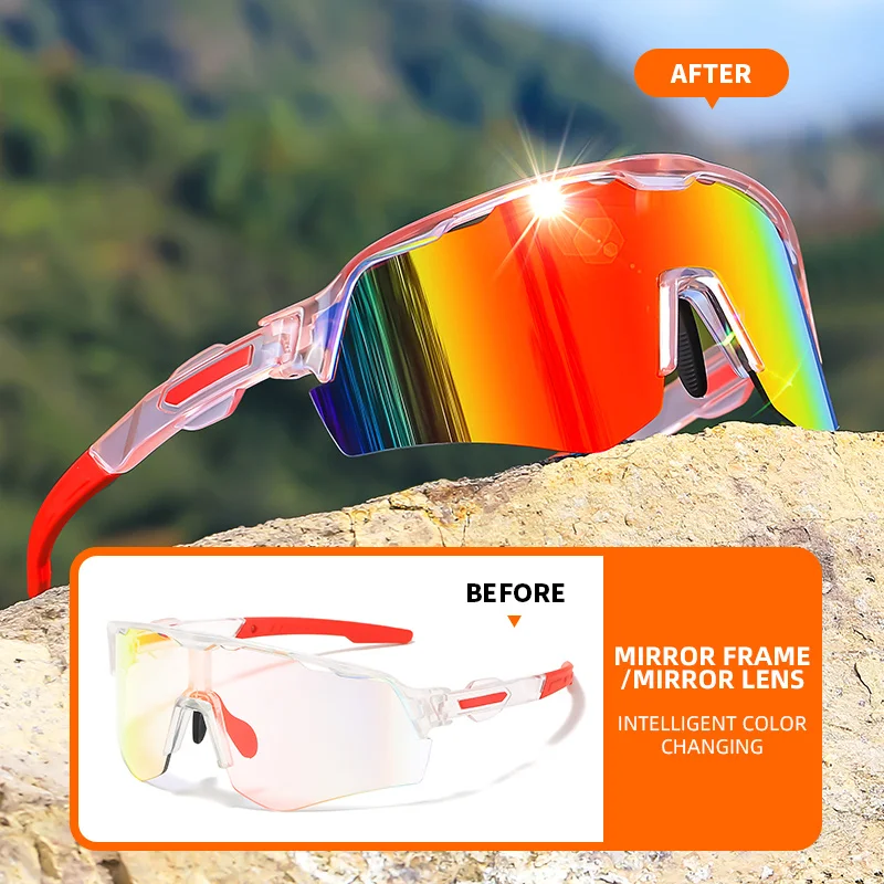 Unisex Oversized UV400 Photochromic Glasses with PC Lens and Composite Frame