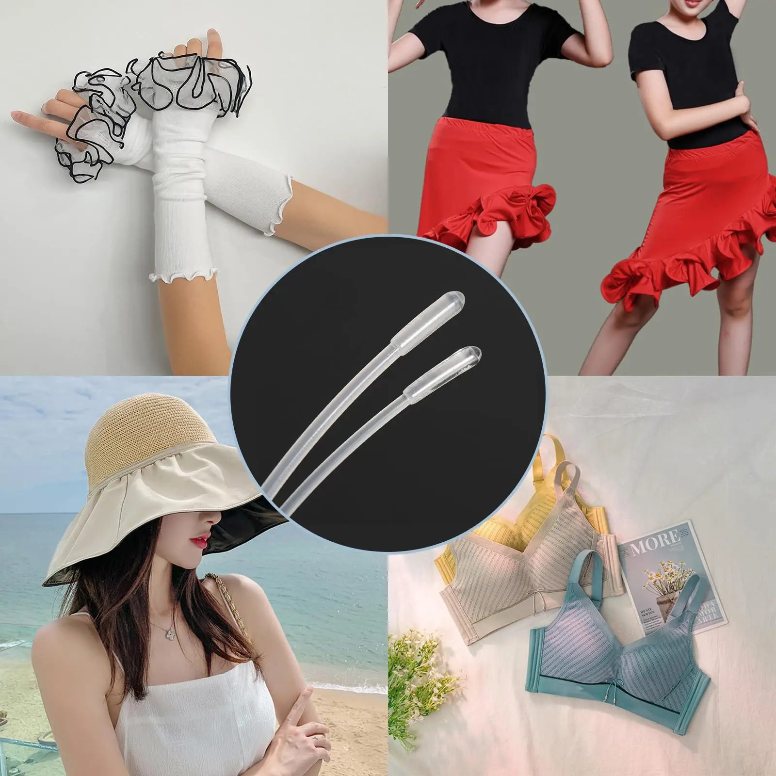 Plastic Boning Roll and End Caps 2/2.5/3mm Corset Boning for Lingerie Wedding Dresses Bustle Dolls Hats Handbags DIY Making