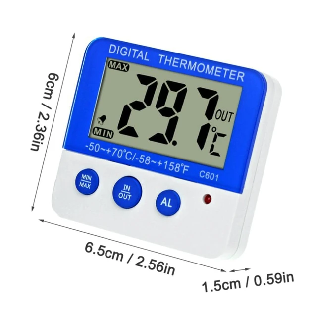 Hűtőszekrény-Hőmérő Digitális Beltéri Kültéri Szondával 10 ℃ ～+50 ℃/+14 ℉ ～ 122 ℉/-50 ～+70 ℃/58 158