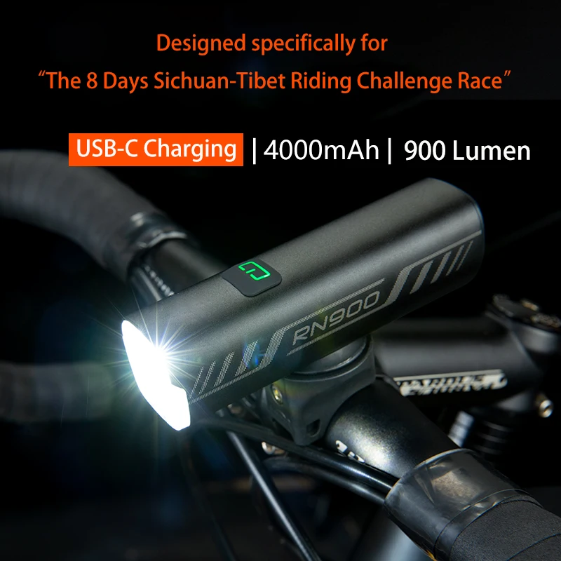 

Bike Light RN 900, IPX7,4000mAh Battery Type-C Reverse Charging, Powerful Bike Headlight,Taillight set For Road,Urban,Commuting