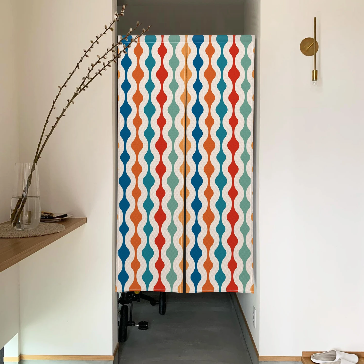 Colorful Texture Rainbow Japanese Door Curtain Bedroom Living Room Partition Entrance Hanging Blackout Half Curtain Noren 2