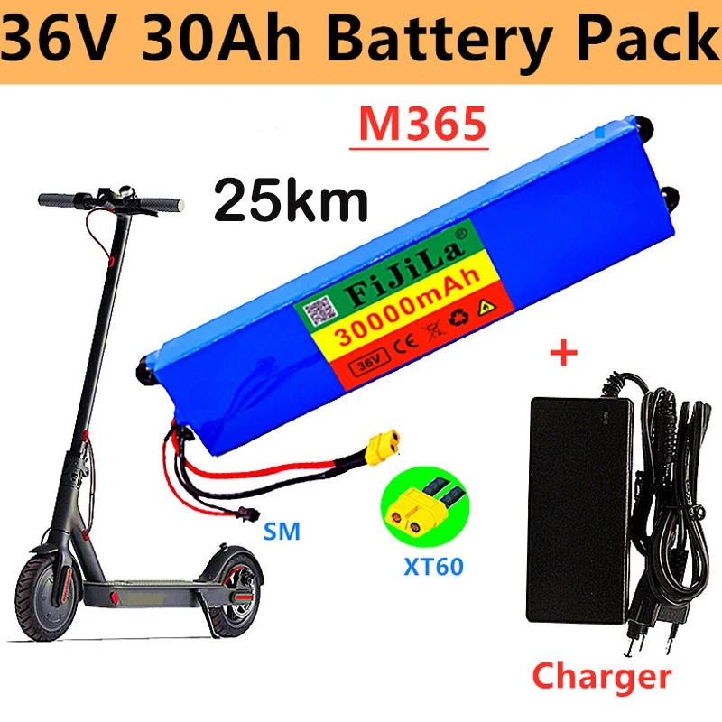 

Free Shipping100% Genuine 36V 30Ah Lithium Ion Battery Pack, Suitable For 10s3p M365 Battery Pack Electric Scooter BMS + Charger