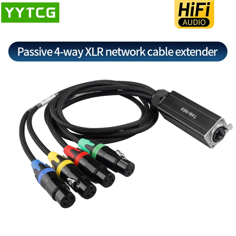 محول الشبكة RJ45 CAT5 مع محمي إلى 4 قنوات 3Pin XLR ذكر/موصل سالب كابل استقبال الشبكة المتعددة لمكبر الصوت