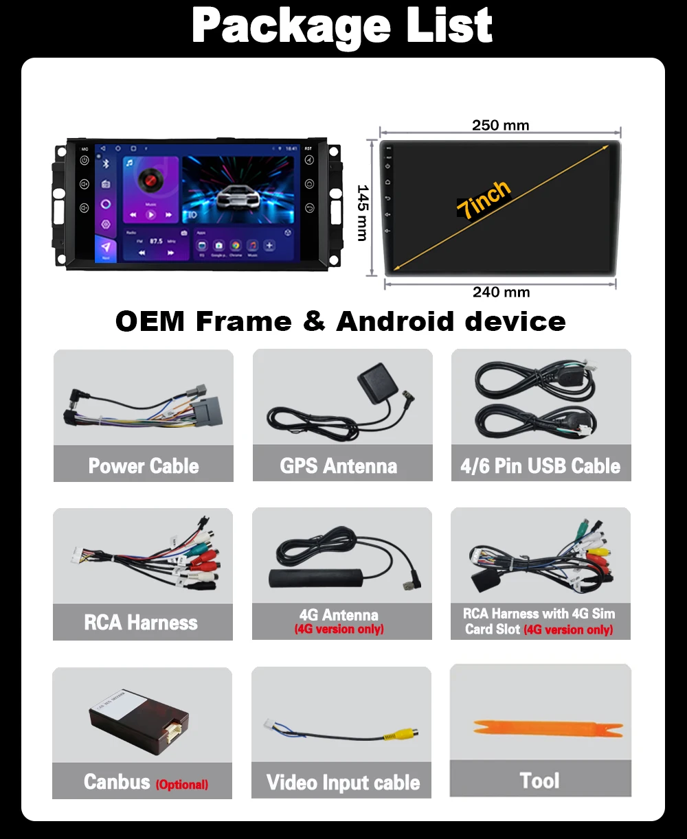 Radio Estéreo para Auto de 7” con 6+128GB para Jeep Wrangler JK 2010-2018, Apple Carplay Inalámbrico, Android 16, Unidad Principal con Imagen de Reversa 6