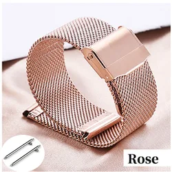 Sleek Quick Release Milanese Stainless Steel Bracelet - Universal Fit, Mesh Design for 12mm (Rose Gold)