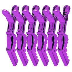 Professional Salon Non - Slip Heavy Duty Hair Styling Clips, Set of 6 (PURPLE)