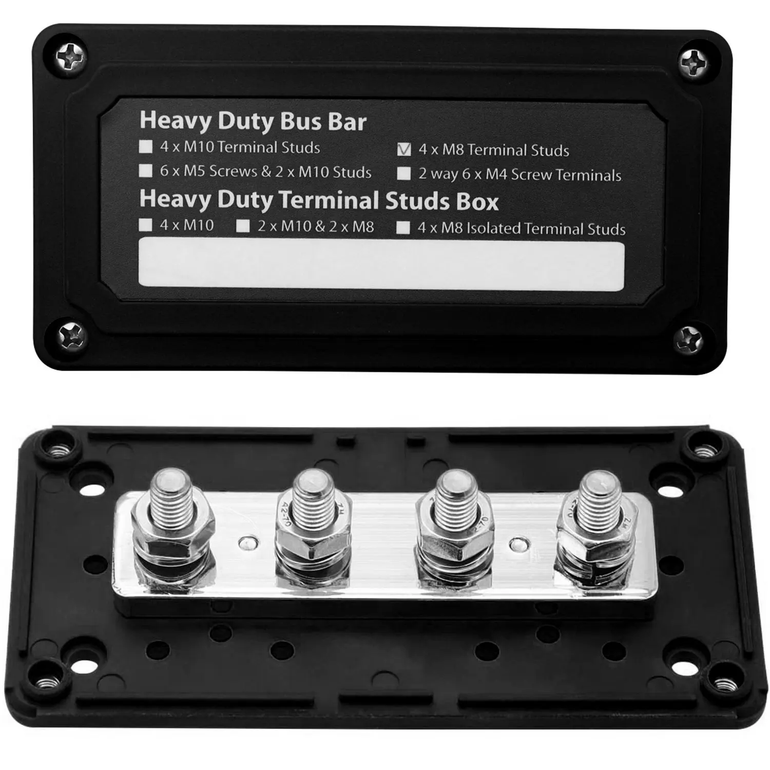 Jamgoer 300A Bus Bar Heavy-Duty Module Design Power Distribution Block 12V  24V 48V DC Busbar Box with 4X M8516 Terminal Studs for Battery Marine