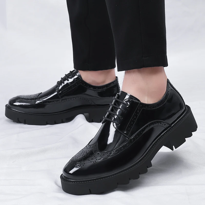 Platform High Heel 4/7/9 CM Height Increase Casual Men Brogue