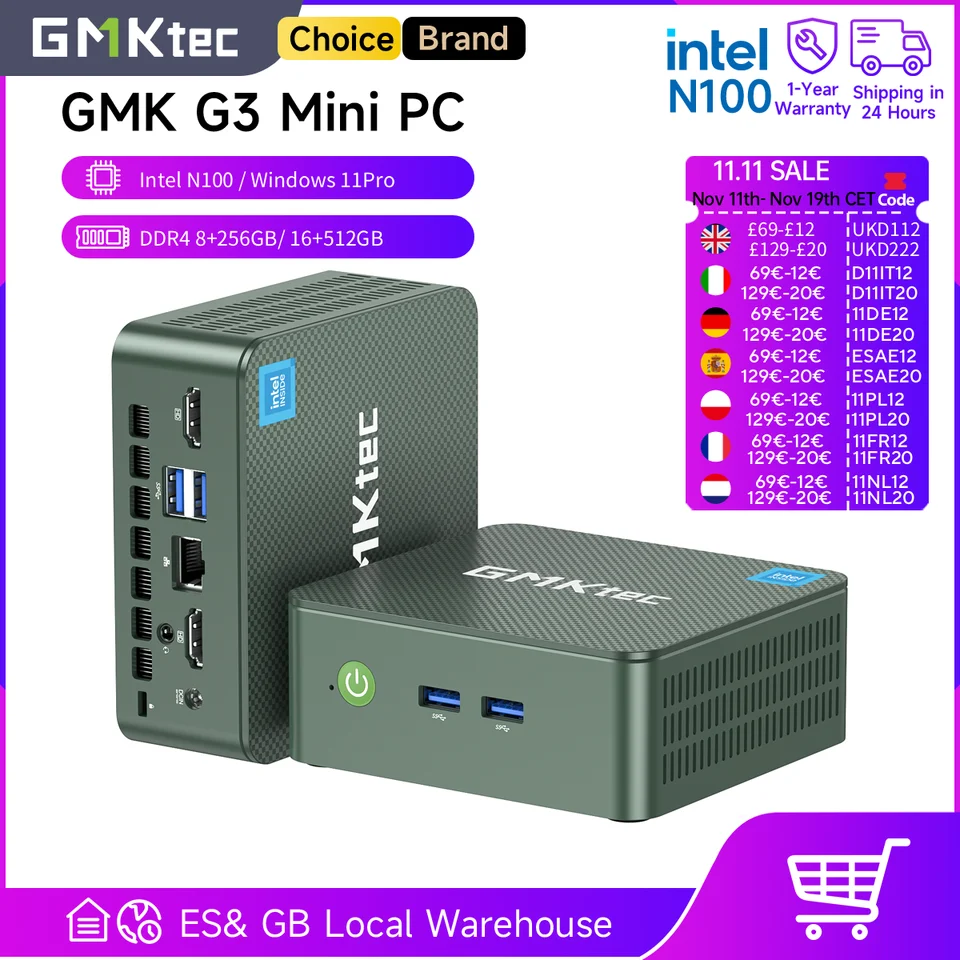GMKtec G3 Mini PC Intel Alder Lake N100 Windows 11 Pro Desktop