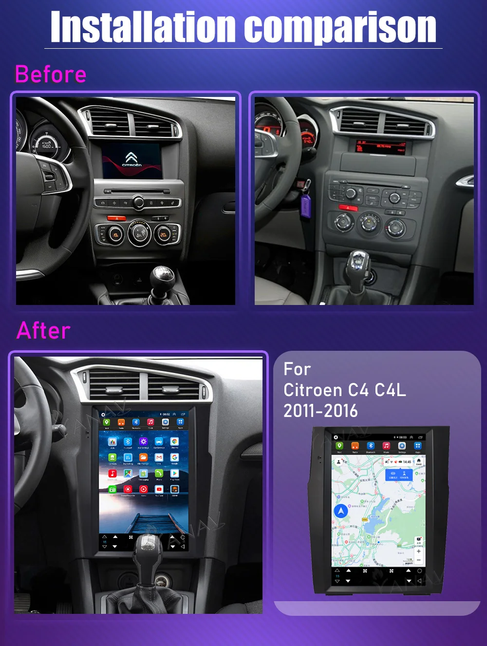 2 Din Android Car Radio For Citroen C4 C4L 2011-2016 Multimedia